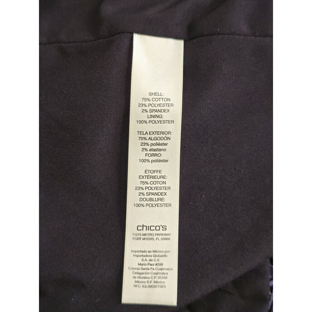 Chico's Velvet Paisley Jacket Womens Medium Blue Black Open Front Blazer - Picture 10 of 11